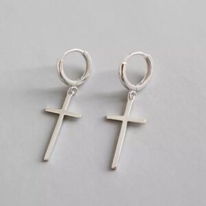 ✨Chloetina NEW 925 Sterling Silver Cross Hoop Earrings